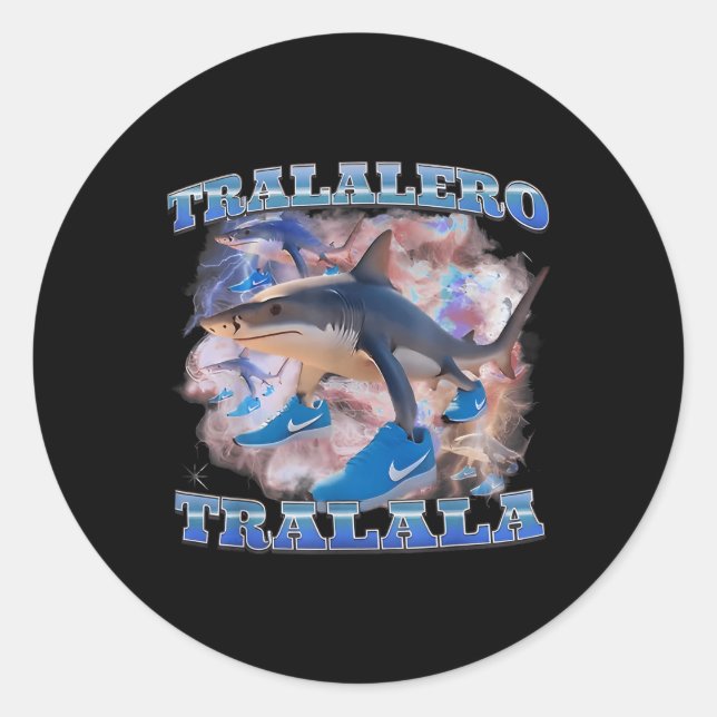 Tralalero Tralala Funny Meme Italian Brainrot Gen  Classic Round Sticker (Front)