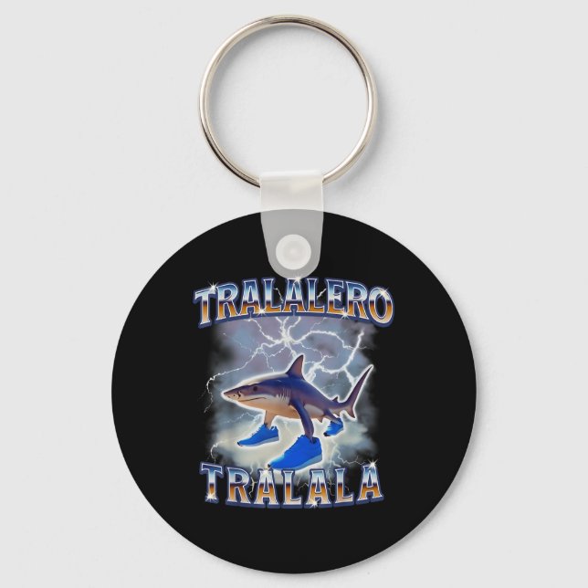 Tralalero Tralala Funny Shark Meme Bootleg  Key Ring (Front)