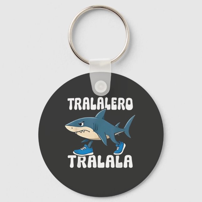 Tralalero Tralala Funny Shark Meme Key Ring (Front)