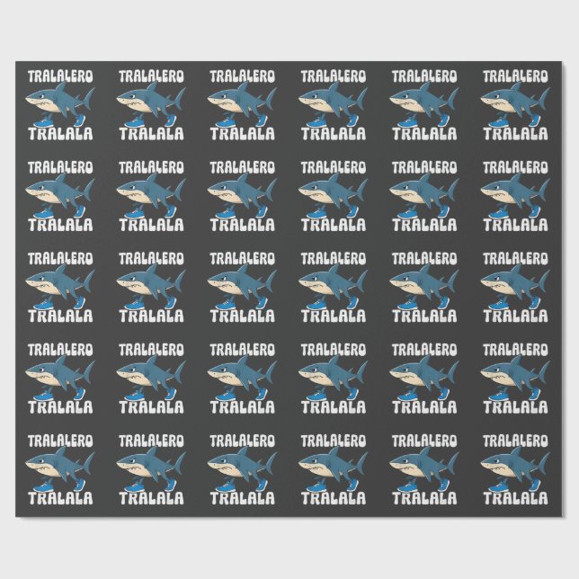 Tralalero Tralala Funny Shark Meme Wrapping Paper (Flat)