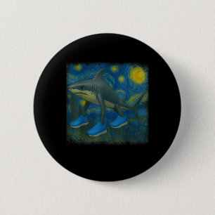 Tralalero Tralala Funny Shark Van Gogh Starry Nigh 6 Cm Round Badge