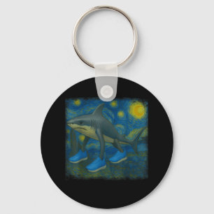 Tralalero Tralala Funny Shark Van Gogh Starry Nigh Key Ring