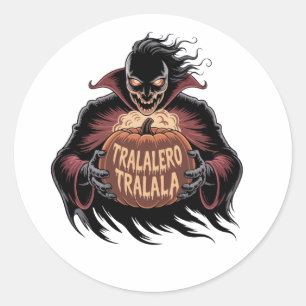 Tralalero Tralala Vampire Pumpkin Halloween Classic Round Sticker