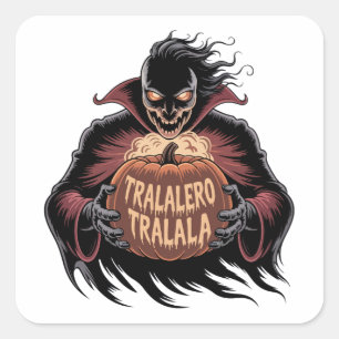 Tralalero Tralala Vampire Pumpkin Halloween Square Sticker