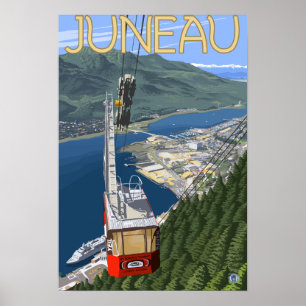 Tram over Juneau, Alaska Vintage Travel Poster