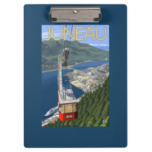 Tram over Juneau, Alaska Vintage Travel Poster Clipboard