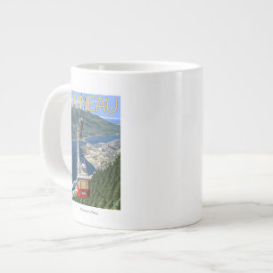 Tram over Juneau, Alaska Vintage Travel Poster Large Coffee Mug
