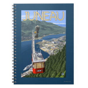 Tram over Juneau, Alaska Vintage Travel Poster Notebook