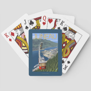 Tram over Juneau, Alaska Vintage Travel Poster Playing Cards