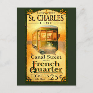 Tram, St. Charles Canal street and French quarter Postcard