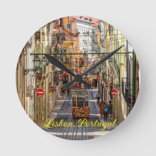 Tram with grafitti, Lisbon, Portugal Round Clock