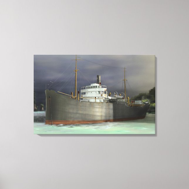Tramp Steamer Nautical and Maritime Art Canvas Print (Front)