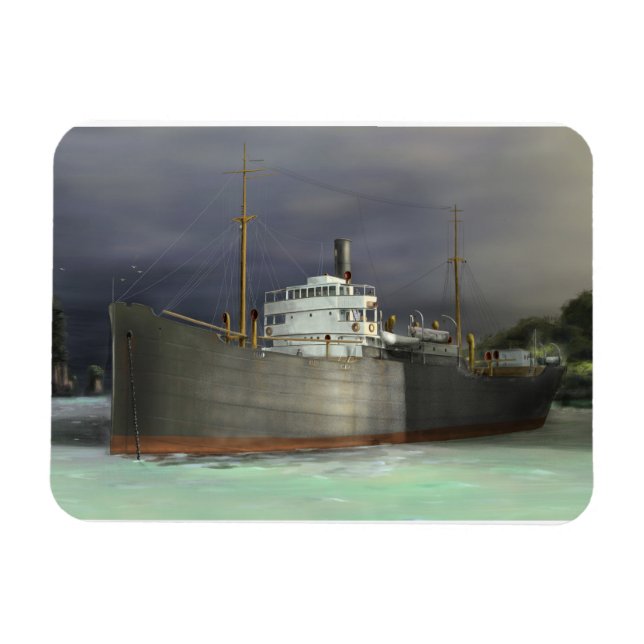Tramp Steamer Nautical Art Magnet (Horizontal)
