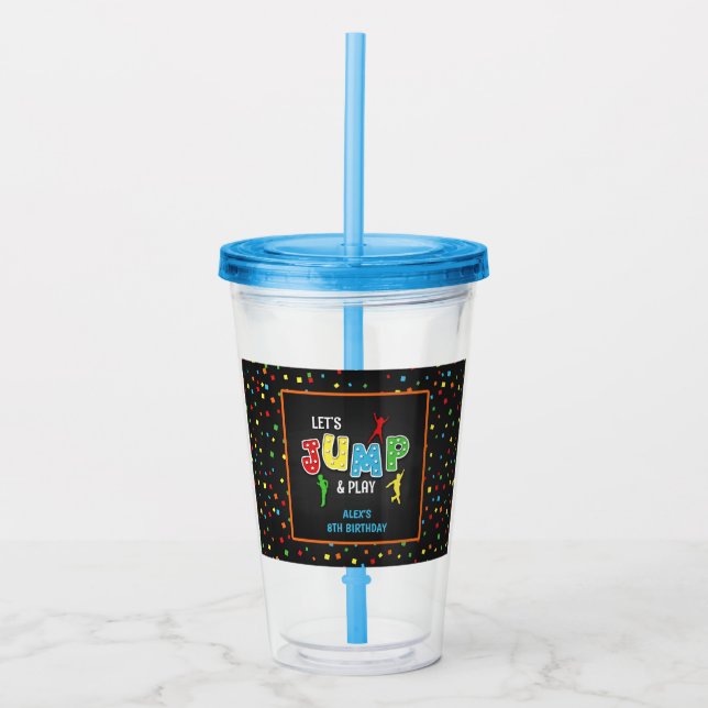 Trampoline Birthday 16oz Tumbler - Boy (Front)