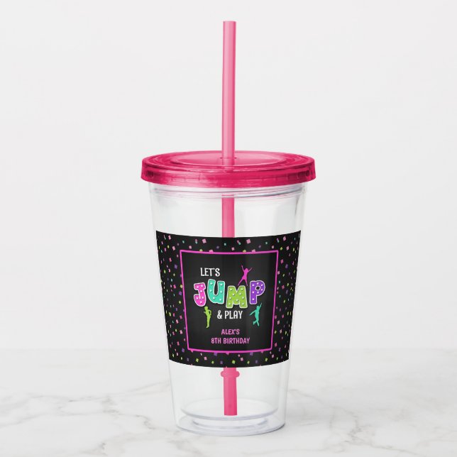 Trampoline Birthday 16oz Tumbler - Girl (Front)