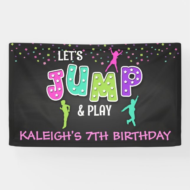 Trampoline Birthday Banner - Girl (Horizontal)