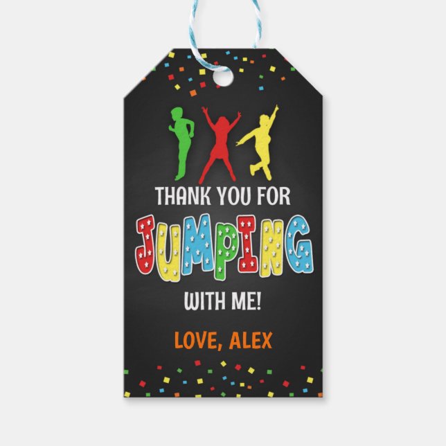 Trampoline Birthday Favour Tag - Boy (Front)