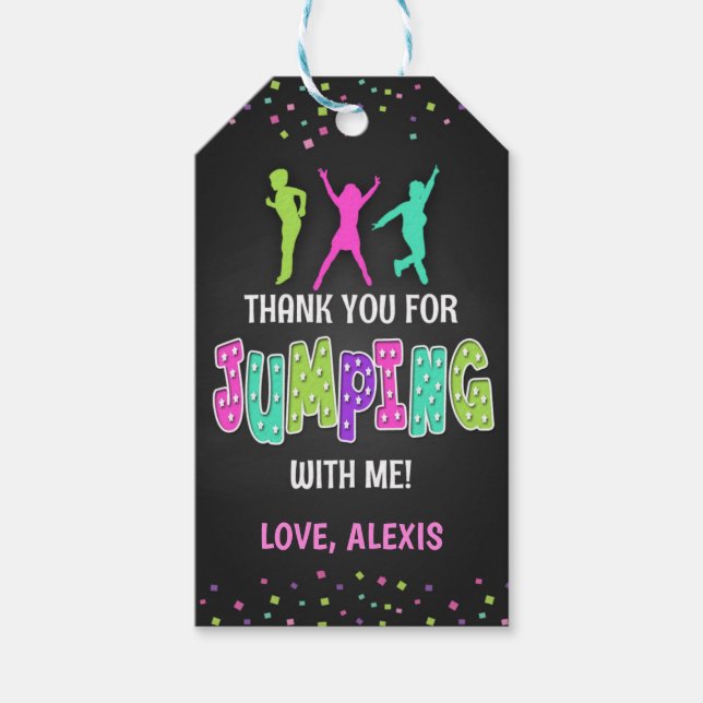 Trampoline Birthday Favour Tag - Girl (Front)