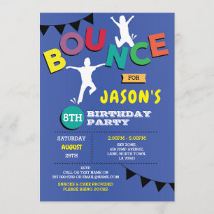 Trampoline Birthday Invitation Jump Bounce Party