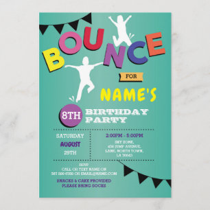 Trampoline Birthday Invitation Jump Bounce Party