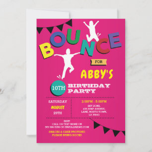 Trampoline Birthday Invitation Jump Bounce Party