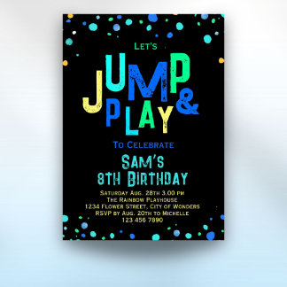 Trampoline Birthday Invitation Jump Play Party