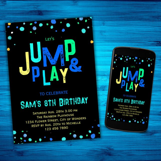 Trampoline Birthday Invitation Jump Play Party (Creator Uploaded)