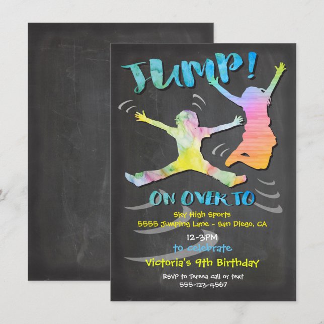 Trampoline Birthday Party for boy or girl Invitation (Front/Back)