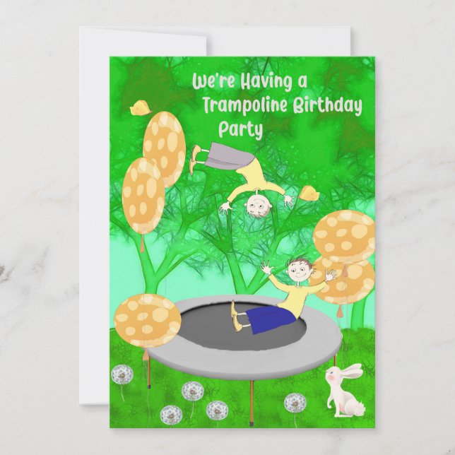 Trampoline Birthday Party for Twin Boys Invitation (Front)