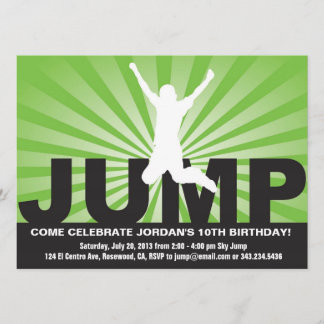 Trampoline Birthday Party Invitation for a Boy