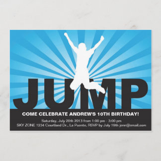 Trampoline Birthday Party Invitation for a Boy