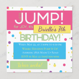 Trampoline Birthday Party Invitation for Tweens