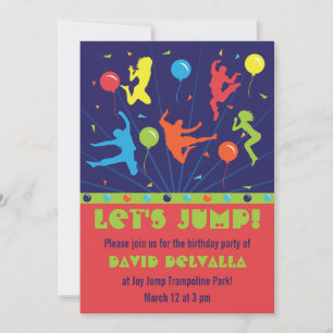 Trampoline Birthday Party Invitations Boys & Girls