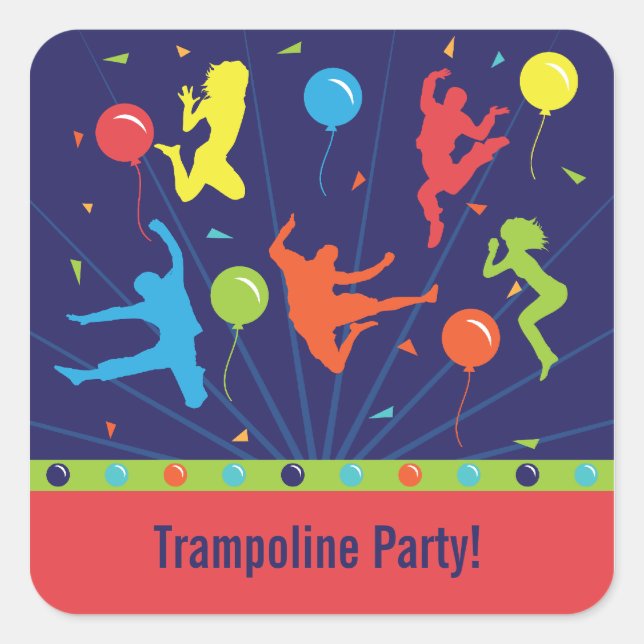 Trampoline Birthday Party Stickers Boys & Girls (Front)