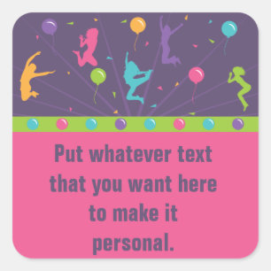 Trampoline Birthday Party Stickers for Girls 2