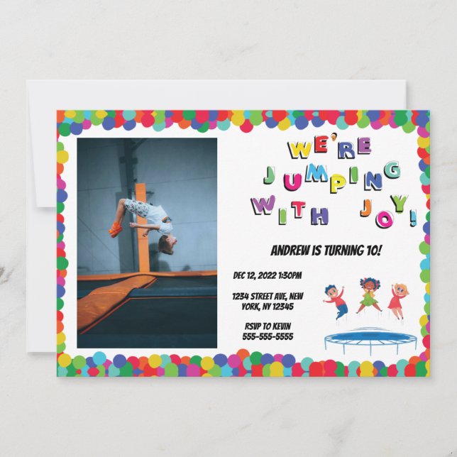 Trampoline Bounce Jump Kids Birthday Party Invitation (Front)