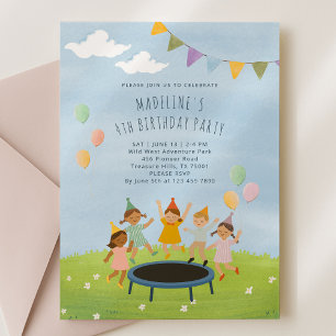 Trampoline Garden Party Birthday Invitation