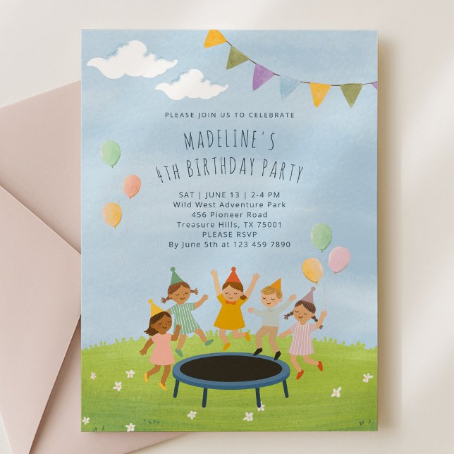 Trampoline Garden Party Birthday Invitation (Creator Uploaded)