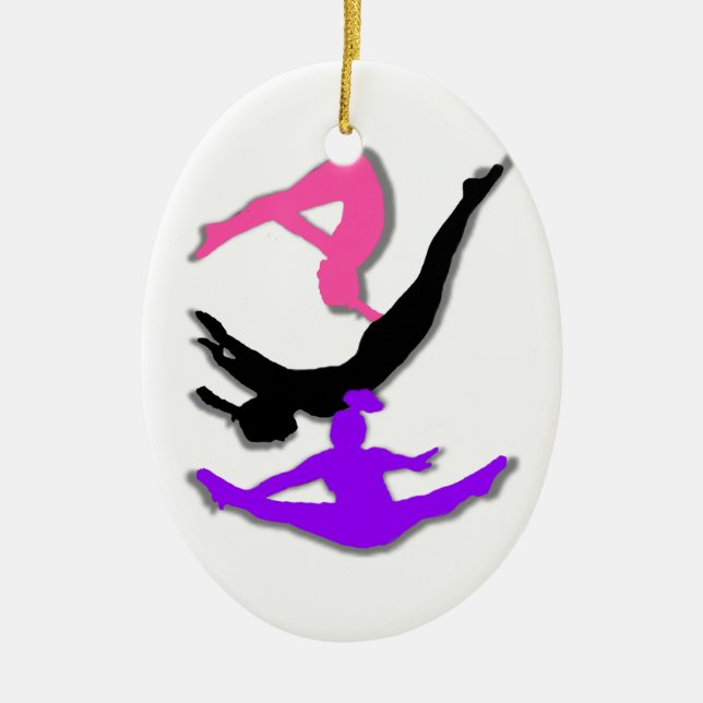 Trampoline gymnast ceramic tree decoration (Front)