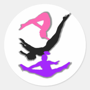 Trampoline gymnast classic round sticker