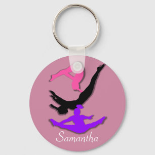 Trampoline gymnast personalised keychain