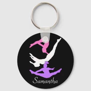Trampoline gymnast personalised keychain