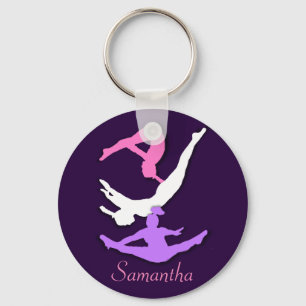 Trampoline gymnast personalised keychain