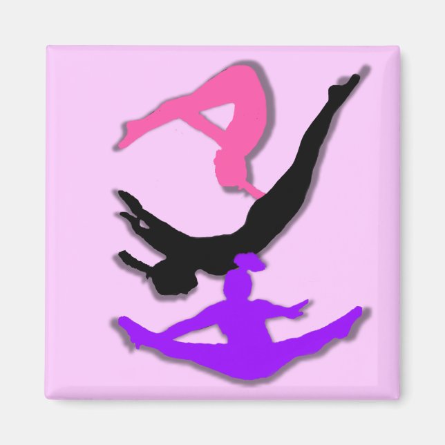 Trampoline gymnast square magnet (Front)