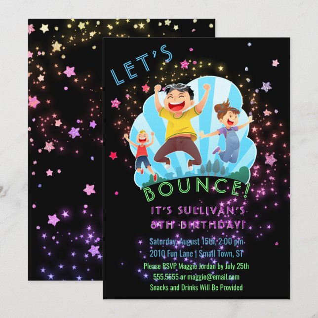 Trampoline Jump Kids Birthday Party Invitation (Front/Back)