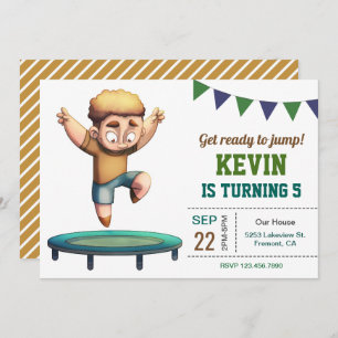 Trampoline Jumping Boy Birthday Party Invitation