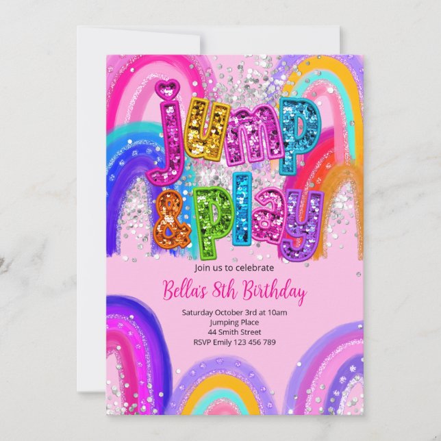 Trampoline Jumping Party Birthday Invitation (Front)