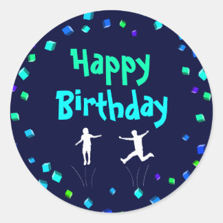 Trampoline or Bounce Party Cupcake Topper Classic Round Sticker