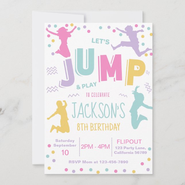 Trampoline Park Birthday Invitation Jump Invite (Front)