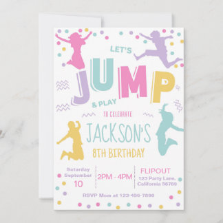 Trampoline Park Birthday Invitation Jump Invite
